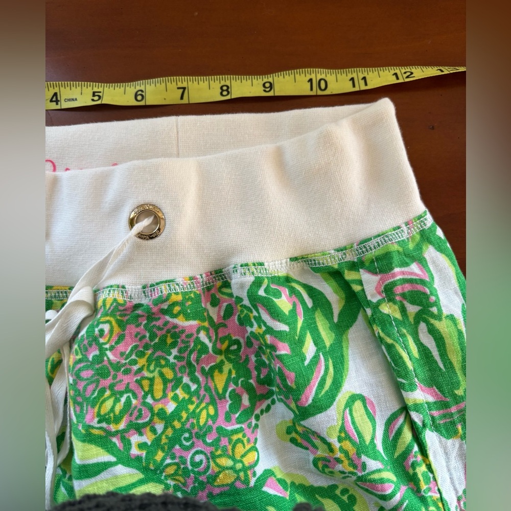 NEW Lilly Pulitzer The Beach Pant Linen Seeing Pink Elephants Print Wide Leg XS - Picture 3 of 6